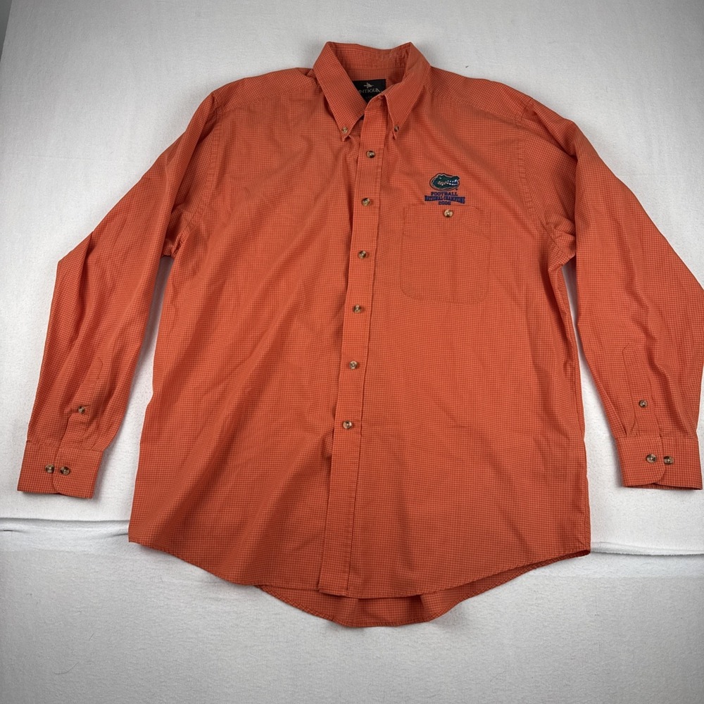 Florida Gators 2006 National Champions Football Mens Orange Button Down Shirt L